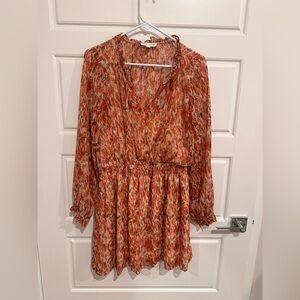 Socialite Red and Orange Long Sleeve Dress